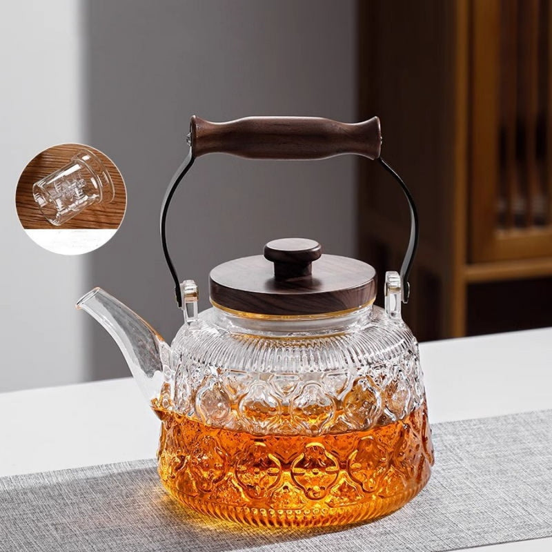 Walnut electric pottery stove household small tea maker glass kettle steaming teapot kung fu tea set