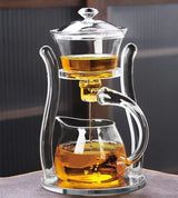 Glass palace lamp tea set tea cup set semi-automatic glass tea set Kung fu tea set net red glass tea cup