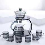 Glass palace lamp tea set tea cup set semi-automatic glass tea set Kung fu tea set net red glass tea cup