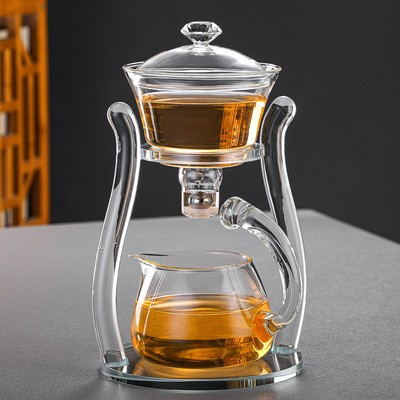 Glass palace lamp tea set tea cup set semi-automatic glass tea set Kung fu tea set net red glass tea cup