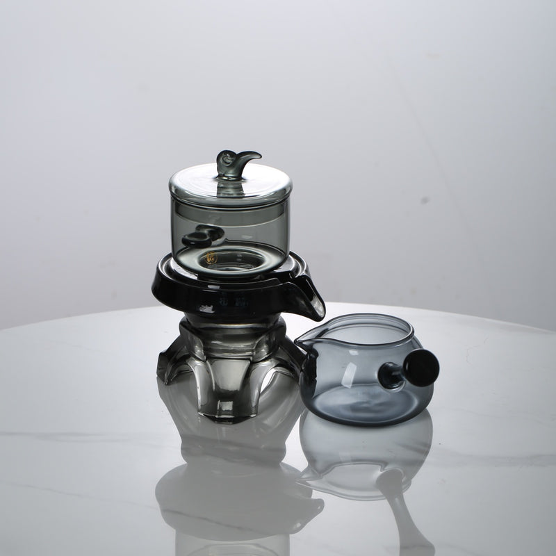 Glass palace lamp tea set tea cup set semi-automatic glass tea set Kung fu tea set net red glass tea cup