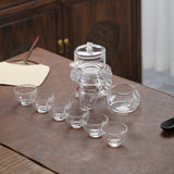 Semi-automatic transparent glass lazy tea set home high borosilicate glass tea maker high appearance level kung fu tea set