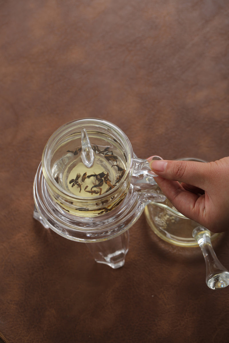 Semi-automatic transparent glass lazy tea set home high borosilicate glass tea maker high appearance level kung fu tea set