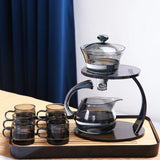 Glass palace lamp tea set tea cup set semi-automatic glass tea set Kung fu tea set net red glass tea cup