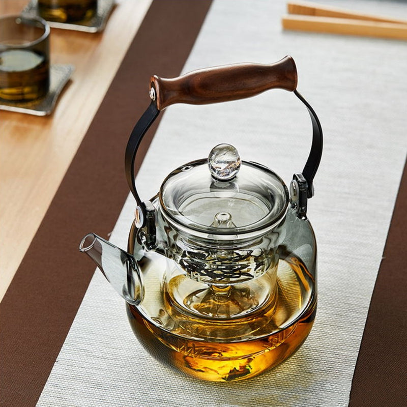 Walnut electric pottery stove household small tea maker glass kettle steaming teapot kung fu tea set