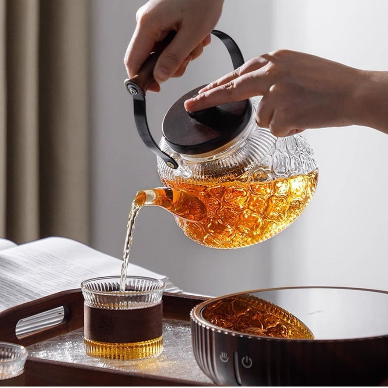 Walnut electric pottery stove household small tea maker glass kettle steaming teapot kung fu tea set