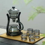 Glass palace lamp tea set tea cup set semi-automatic glass tea set Kung fu tea set net red glass tea cup