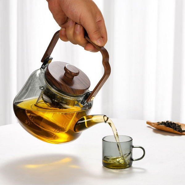 Walnut electric pottery stove household small tea maker glass kettle steaming teapot kung fu tea set