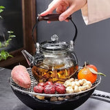 Walnut electric pottery stove household small tea maker glass kettle steaming teapot kung fu tea set