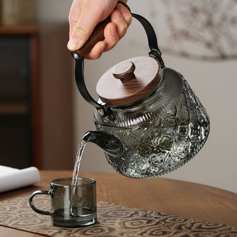 Walnut electric pottery stove household small tea maker glass kettle steaming teapot kung fu tea set