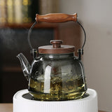 Home high borosilicate glass cooking one flower teapot can be heated by electric pottery stove tea maker smoke grey glass beam