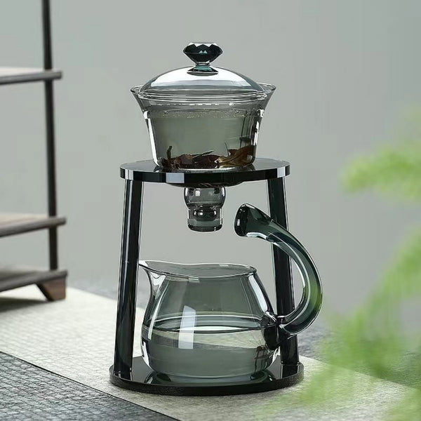 High borosilicate glass grey cylindrical tea set home magnetic office brewing teapot lazy tea maker
