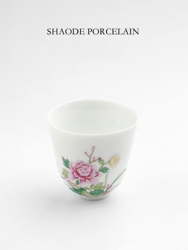 Little porcelain selected Jingdezhen hand-painted pastel peony master cup single cup