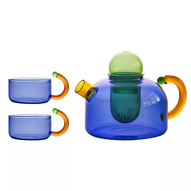 Contrasting Colored Glass Teapot Home Electric Pottery Boiling Tea Kettle with Cartridge