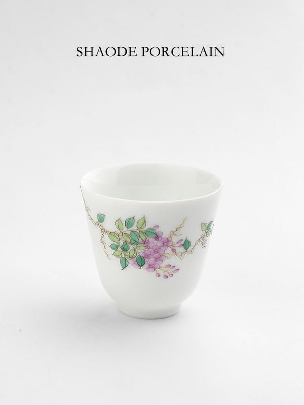 Shaode porcelain selected Jingdezhen pastel hand painted Wisteria flower Single cup master cup