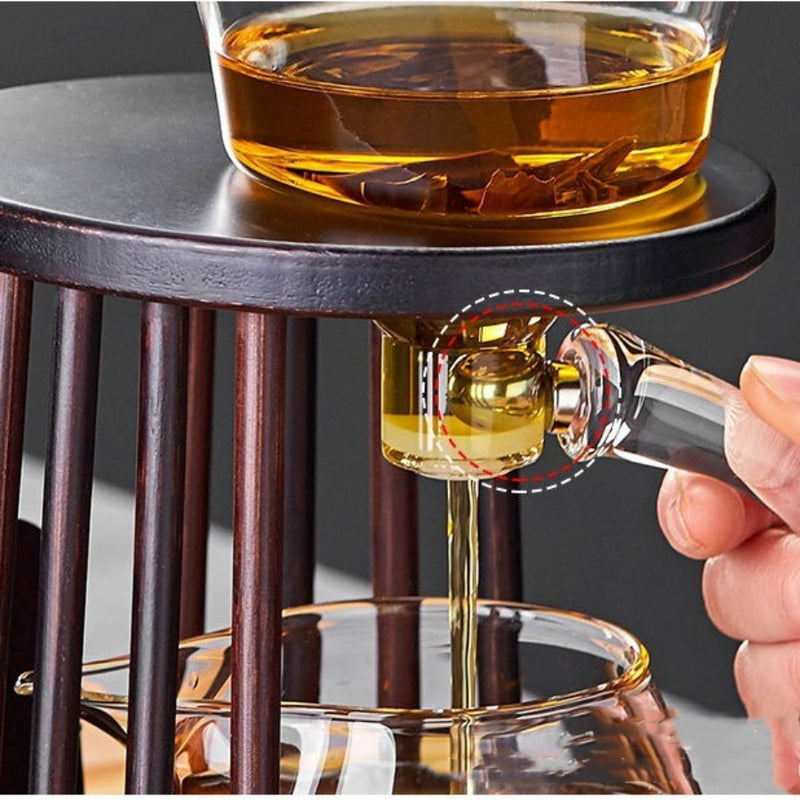 Semi-automatic transparent glass lazy tea set home high borosilicate glass tea maker high appearance level kung fu tea set