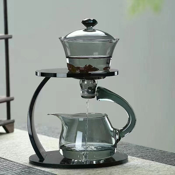 Smoke grey glass tea set Home magnetic office brewing teapot Lazy tea maker Kung Fu teapot