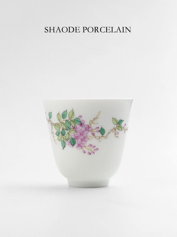 Shaode porcelain selected Jingdezhen pastel hand painted Wisteria flower Single cup master cup