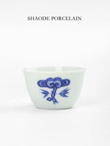 Shouzang Kiln blue and white ganoderma lucidum cup Master cup Single cup Jingdezhen Chinese tea tea cup hand-painted tea tasting cup