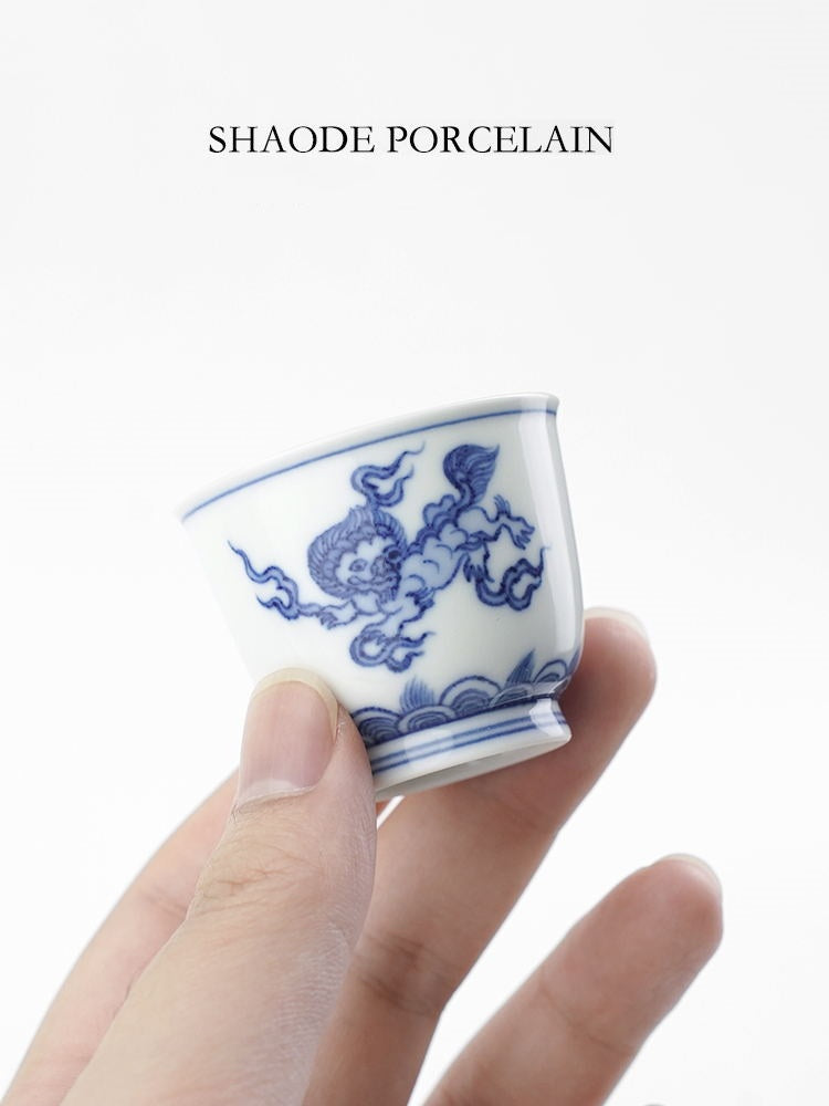 Less porcelain selected Dunhuang series rubbing master cup single cup Jingdezhen traditional tea tea cup manual sample tea cup