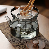 Home high borosilicate glass cooking one flower teapot can be heated by electric pottery stove tea maker smoke grey glass beam