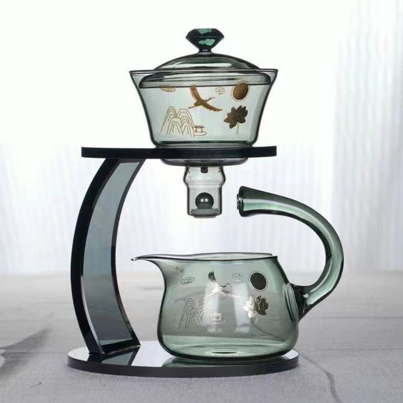 High borosilicate glass ascending grey Fairy Crane tea set home magnetic office brewing teapot lazy tea maker