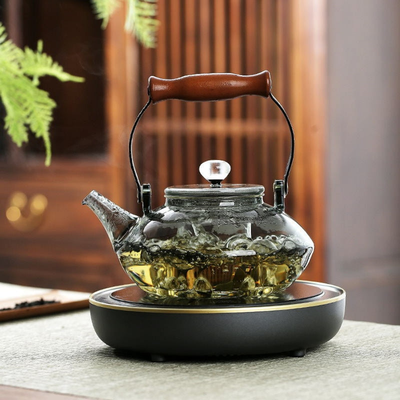 Walnut electric pottery stove household small tea maker glass kettle steaming teapot kung fu tea set