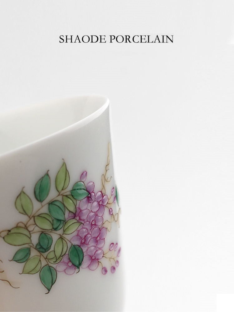 Shaode porcelain selected Jingdezhen pastel hand painted Wisteria flower Single cup master cup