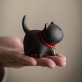 RORA One Set Cute Kitten Tea Pet Purple Sand Handcrafted for Kung Fu Tea Set Acessories for Table Room/Home/Office Tearoom Chinese Kungfu Tea Pet Gift for Tea Lovers