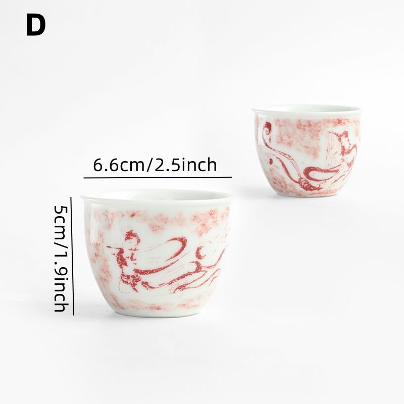 Less porcelain selected Dunhuang series rubbing master cup single cup Jingdezhen traditional tea tea cup manual sample tea cup