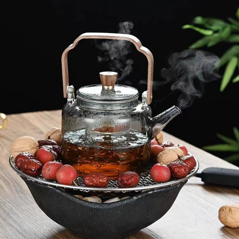 Walnut electric pottery stove household small tea maker glass kettle steaming teapot kung fu tea set