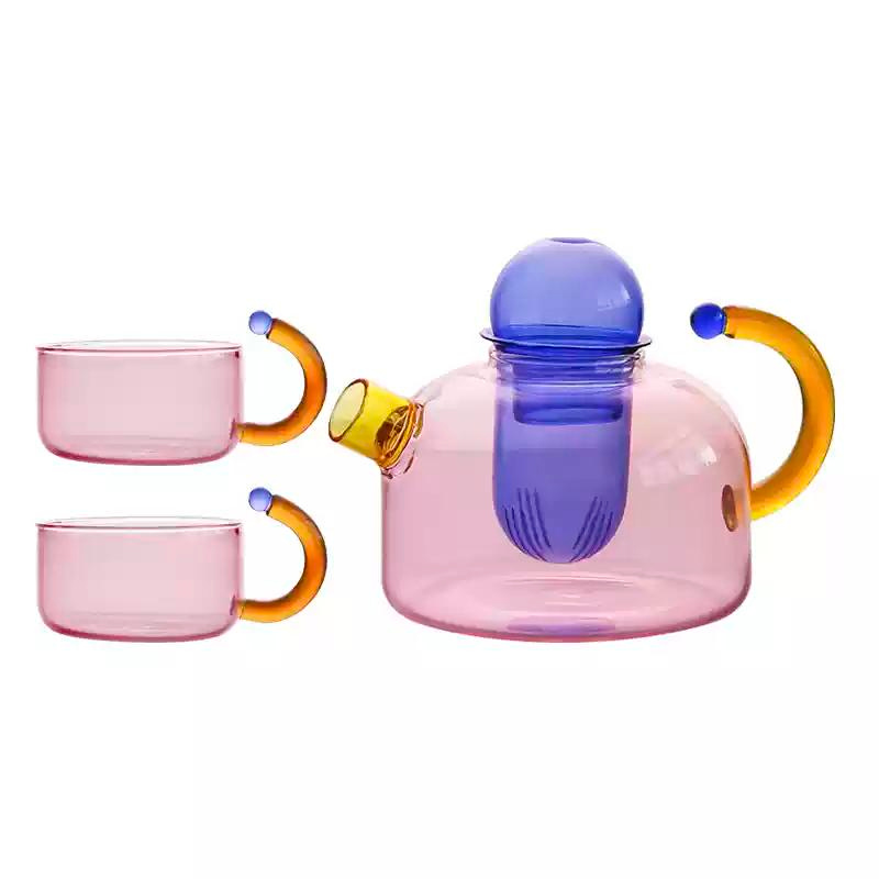Contrasting Colored Glass Teapot Home Electric Pottery Boiling Tea Kettle with Cartridge