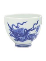 Shouzang kiln blue walrus master cup single cup Jingdezhen Chinese retro tea set teacup handmade hand