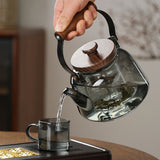 Home high borosilicate glass cooking one flower teapot can be heated by electric pottery stove tea maker smoke grey glass beam