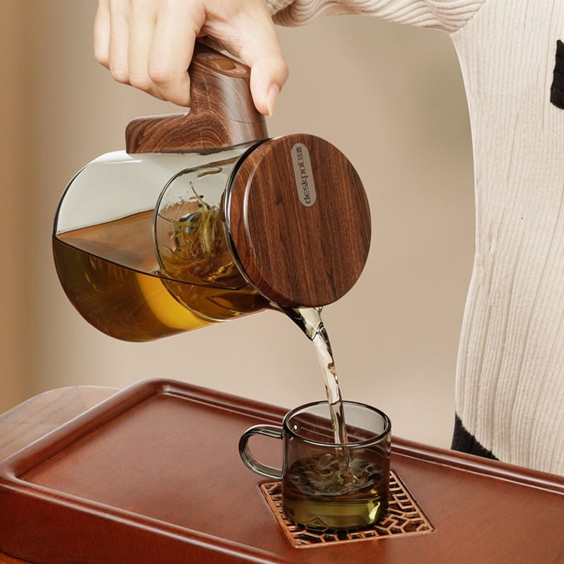One-button glass teapot flowing cup top pot New home full bladder tea separation tea cup large capacity