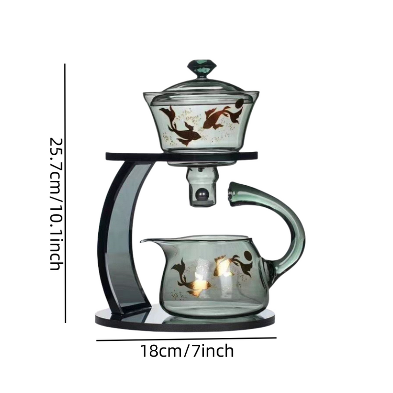 Glass palace lamp tea set tea cup set semi-automatic glass tea set Kung fu tea set net red glass tea cup