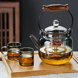 High borosilicate glass teapot Star bead lifting beam around the stove tea maker kung fu tea set set cooking one teapot
