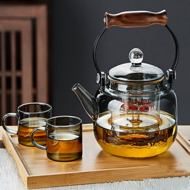 High borosilicate glass teapot Star bead lifting beam around the stove tea maker kung fu tea set set cooking one teapot