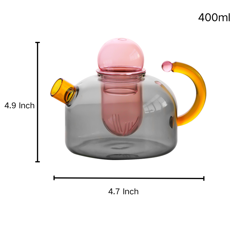 Contrasting Colored Glass Teapot Home Electric Pottery Boiling Tea Kettle with Cartridge