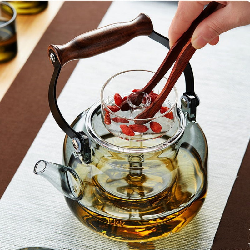 High borosilicate glass teapot Star bead lifting beam around the stove tea maker kung fu tea set set cooking one teapot