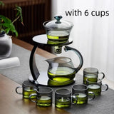 Glass palace lamp tea set tea cup set semi-automatic glass tea set Kung fu tea set net red glass tea cup