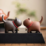 RORA One Set Cute Kitten Tea Pet Purple Sand Handcrafted for Kung Fu Tea Set Acessories for Table Room/Home/Office Tearoom Chinese Kungfu Tea Pet Gift for Tea Lovers