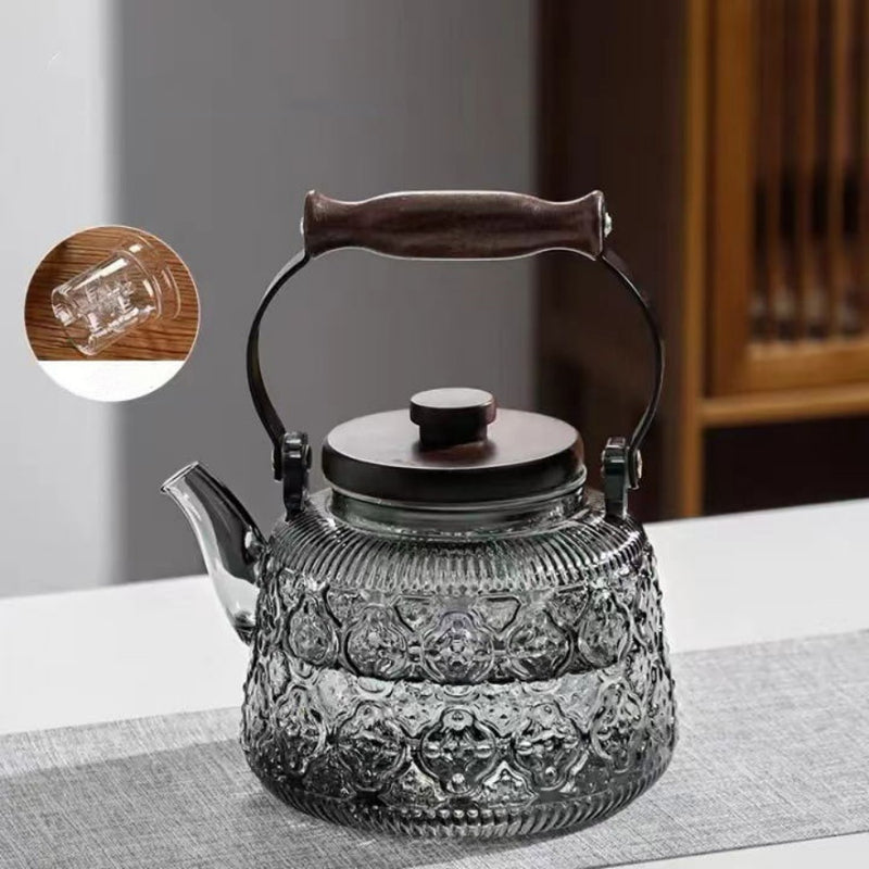 Walnut electric pottery stove household small tea maker glass kettle steaming teapot kung fu tea set