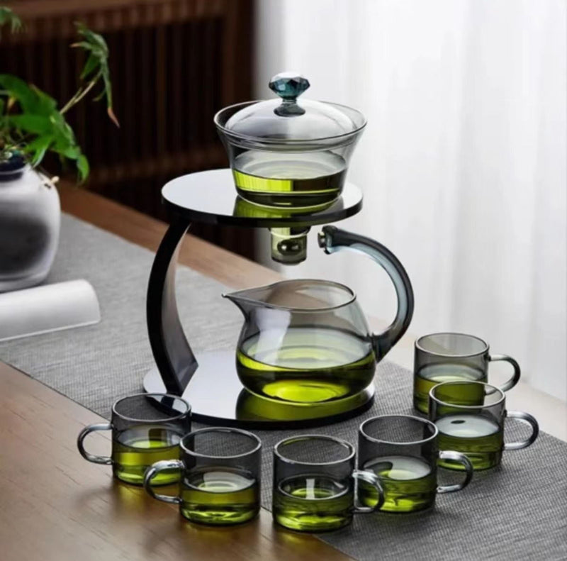 Smoke grey glass tea set Home magnetic office brewing teapot Lazy tea maker Kung Fu teapot