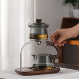 RORA Lazy Kung Fu Glass Teapot Magnetic Glass Teapot Set Office Reception Room Drinking Tea