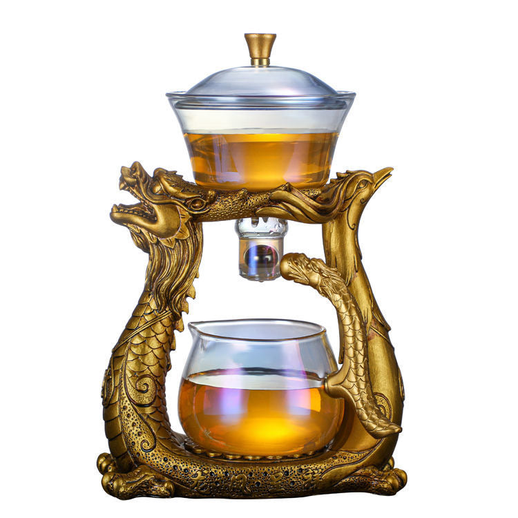 Lazy Kungfu Glass Tea Set Dragon and Phoenix Teapot Suit