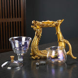 Lazy Kungfu Glass Tea Set Dragon and Phoenix Teapot Suit