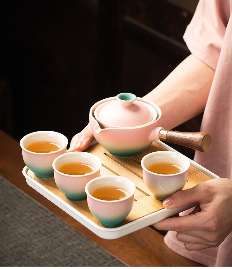 Gradient Ceramic Travel Tea Set