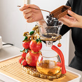 Lucky Ruyi Automatic Magnetic Lazy Kung Fu Glass Teapot Set