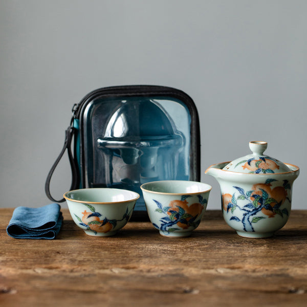 Blue and white porcelain travel tea set